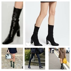 Awesome retro square toe calf length boots